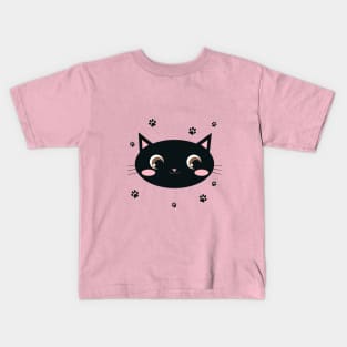 Black Cat Face Kids T-Shirt